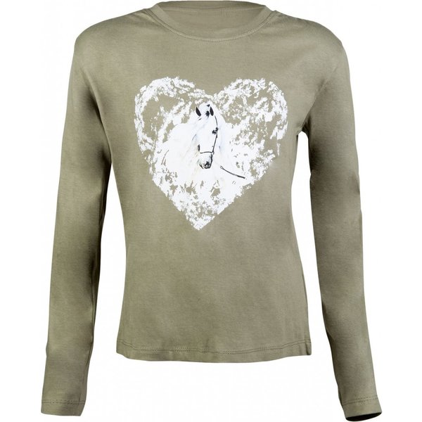 HKM Horse Spirit Langarmshirt Kinder - graugrün, Größe 134/140