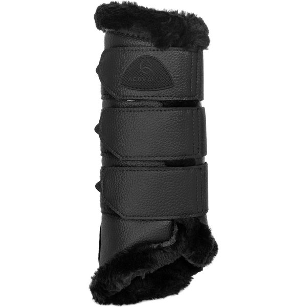 Acavallo Hind Brushing Horse Boots W/Synthetic Fur W/Triple Velcro - black, Größe XL