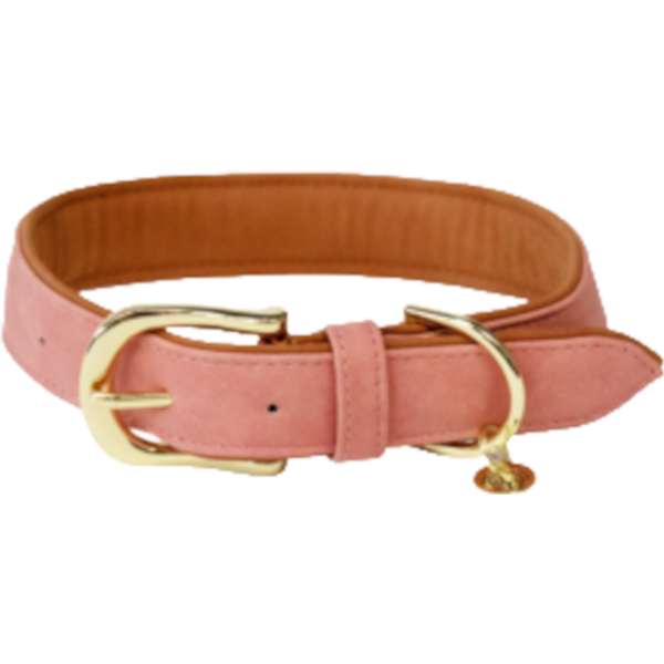 Kentucky Hunde Halsband vegan Leder - peach/brown, Größe M/L