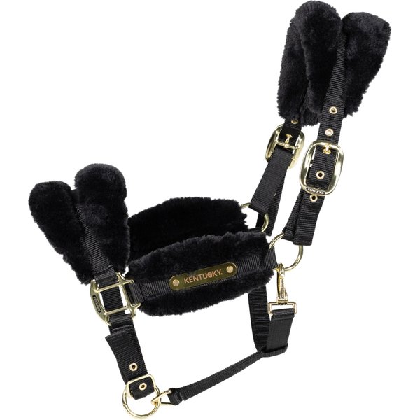 Kentucky Horsewear Nylon Sheepskin Halfter soft - schwarz, Größe Cob