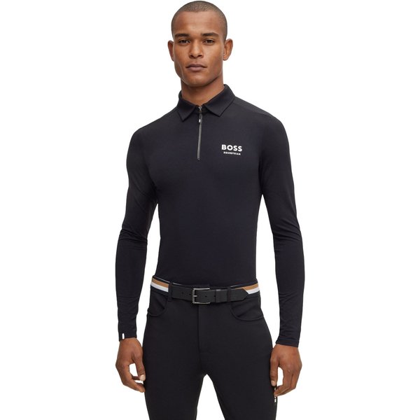 BOSS Equestrian Elton Signature Stripe Polo Herren - black, Größe L