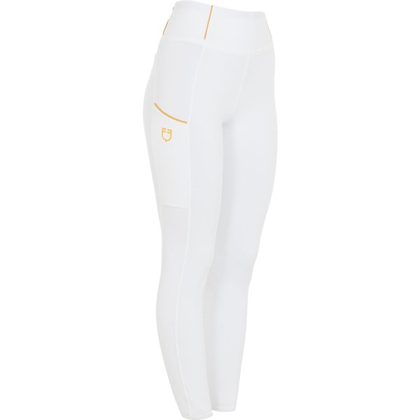 Equestro Slim Fit High Waist Vollgrip Reitleggings Damen - white, Größe S