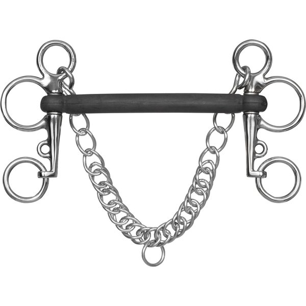 Waldhausen Gummi Pelham Stange starr gebogen - Silber, Größe 14.5 cm
