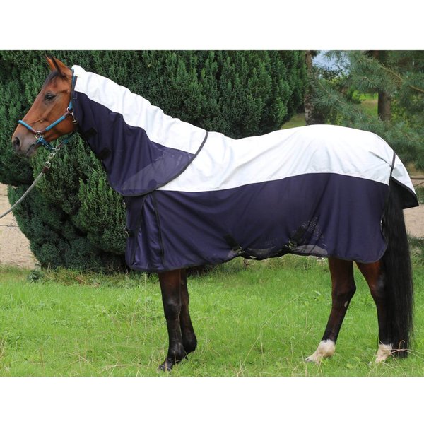 Euroriding Regen-Fliegendecke Kombi - silber/navy, Größe 135 cm