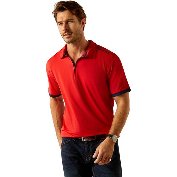Ariat MNS Bandera 1/4 Zip Polo - weg red, Größe L