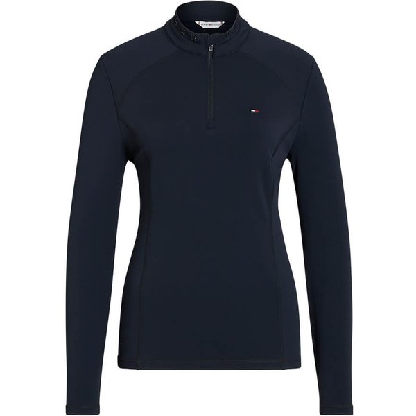 Tommy Hilfiger Equestrian Beth 1/4 Zip Winter Langarm Shirt - desert sky, Größe L