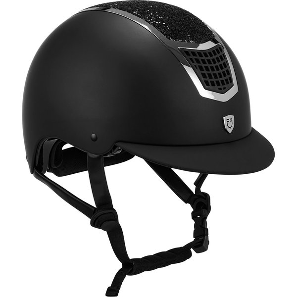 Equestro Eclipse Stone Mat Homologation Reithelm mit Strass - black/silver, Größe L (59-61)
