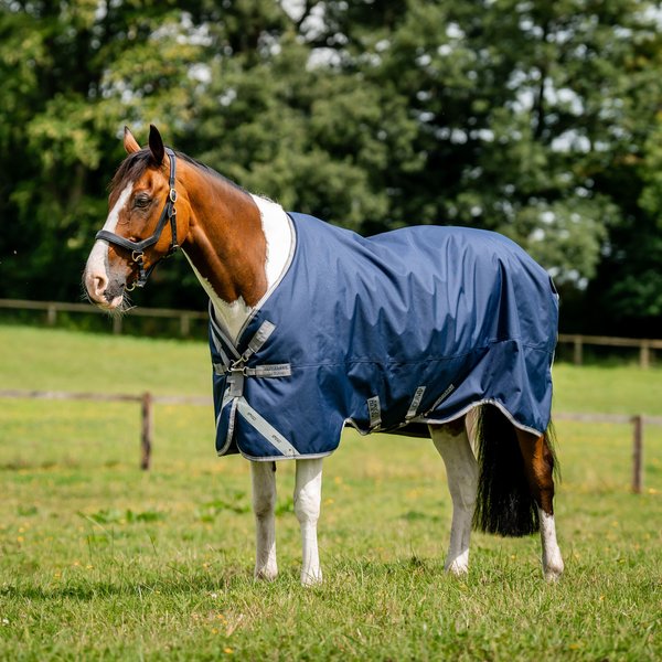 Horseware Amigo Weidedecke 1200D XL Turnout 0g - navy/titanium grey & silver, Größe 130