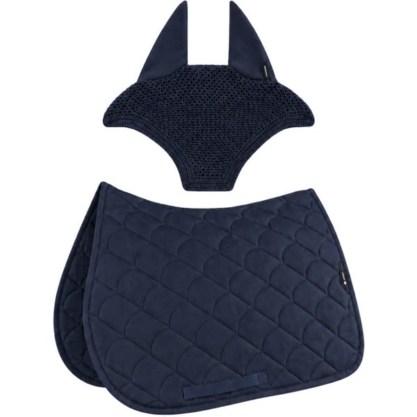 Equiline Eqvibe Schabracke und Fliegenhaube-Set - blau, Größe Springen (N)