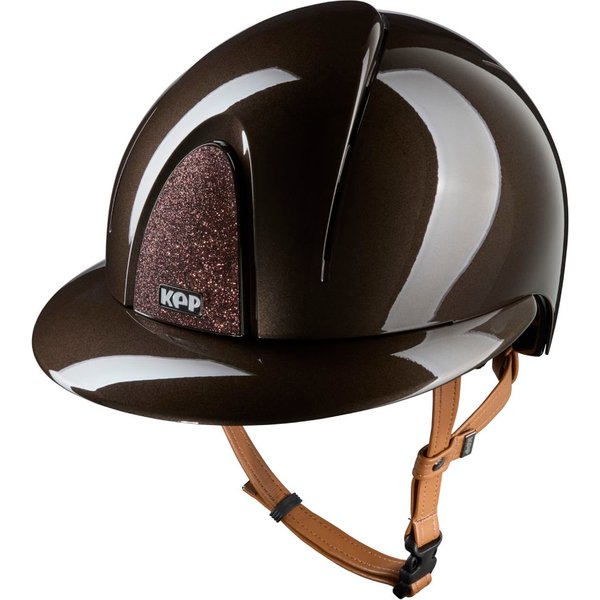 KEP Smart Nova Metal Polish beige Strap Polo Visor Star Reithelm - brown, Größe M (51-58)