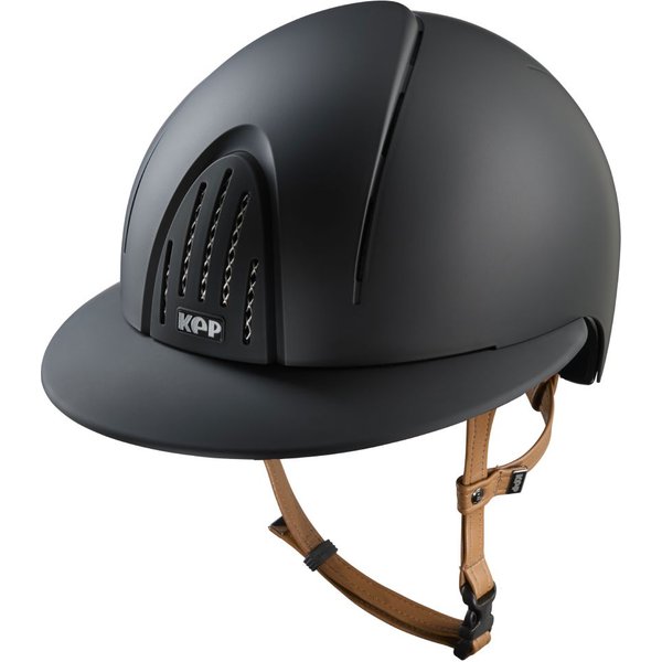 KEP Smart Nova Textile beige Strap Polo Visor Reithelm - black, Größe M (51-58)