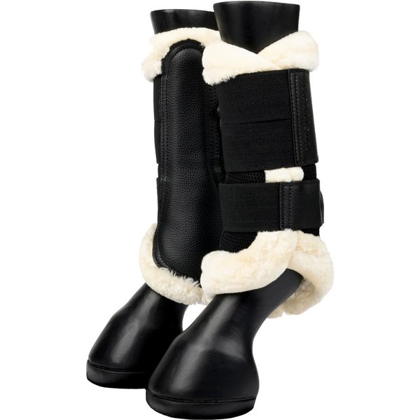 LeMieux Fleece Edged Mesh Brushing Gamaschen - black/natural, Größe M