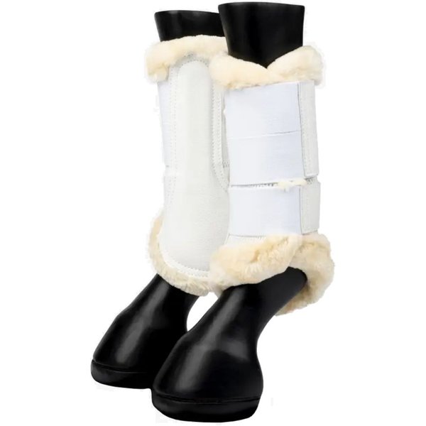 LeMieux Fleece Edged Mesh Brushing Gamaschen - natural/white, Größe L