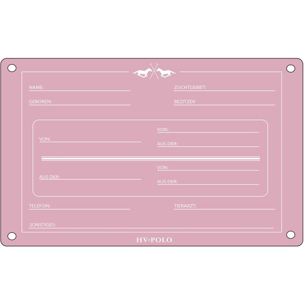 HV Polo Boxenschild aus Metall - pretty pink