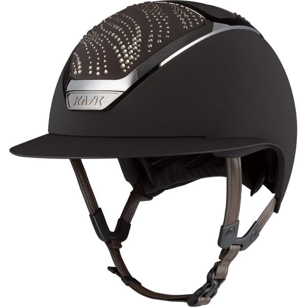 KASK Star Lady Chrome Swarovski Flow Reithelm - brown/brown/greige mix, Größe 57