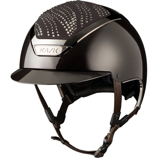 KASK Dogma Pure Shine Swarovski Flow Reithelm - espresso brown/brown/greige mix, Größe 53