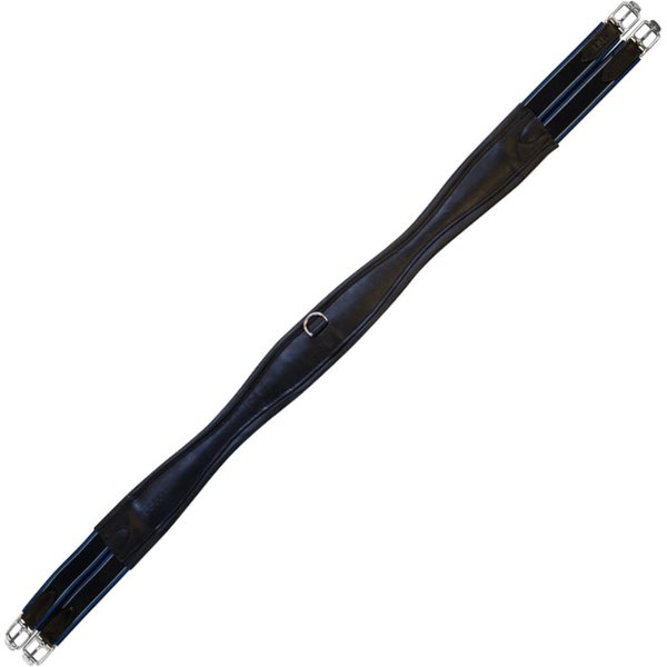 Stübben Leder-Sattelgurt Langgurt Overlay mit beidseitigem Elastikzug - black, Größe 135 cm