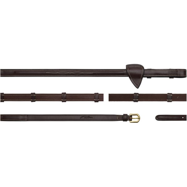 Dyon 5/8 Hunter Zügel mit 7 Lederstegen D Collection - brown, Größe Warmblut