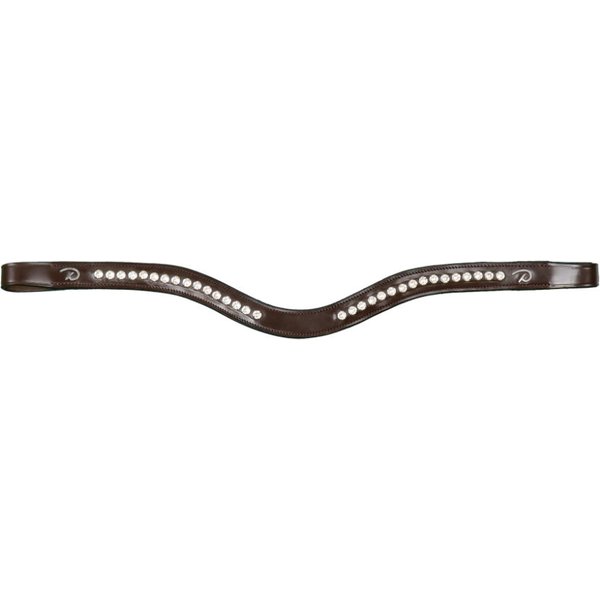 Dyon Gerader Stirnriemen mit Messingbeschlägen Swarovski New English Collection - brown, Größe Vollblut