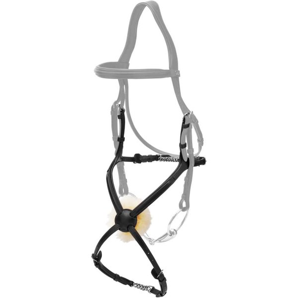 Dyon Mexikanischer Nasenriemen mit Kette New English Collection - black, Größe Warmblut