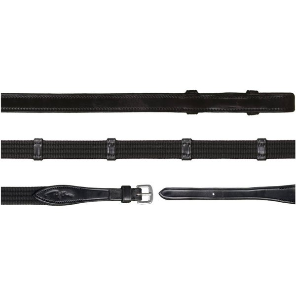 Dyon 5/8 Gurtzügel mit 9 Lederstegen (ohne Stopper) New English Collection - black, Größe Warmblut