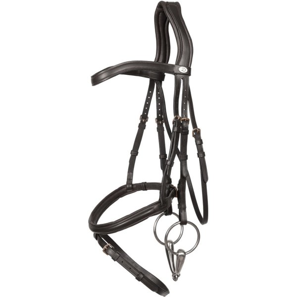 Dyon Trense mit kombiniertem Reithalfter aus weichem Leder - black, Größe Warmblut