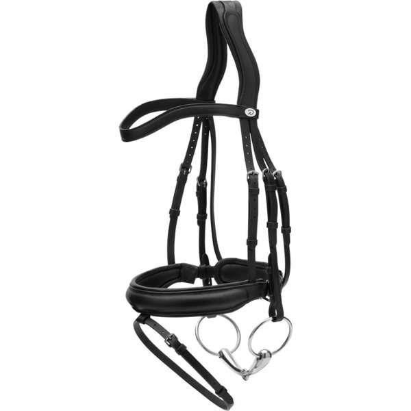 Dyon Trense kombiniertem Reithalfter Medium aus weichem Leder - black, Größe Vollblut