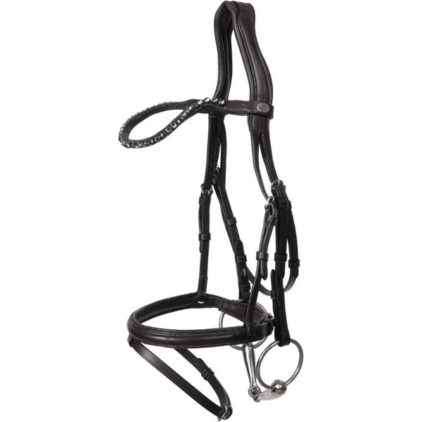 Dyon Trensenzaum mit Mittelbreitem Sperrriemen aus Weichem Leder - black, Größe Warmblut Extra