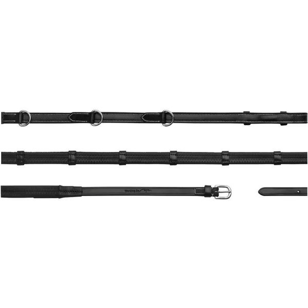 Dyon 1/2 Howlett Gummizügel mit 3 D-Ringen und 7 Lederstegen - black, Größe Vollblut