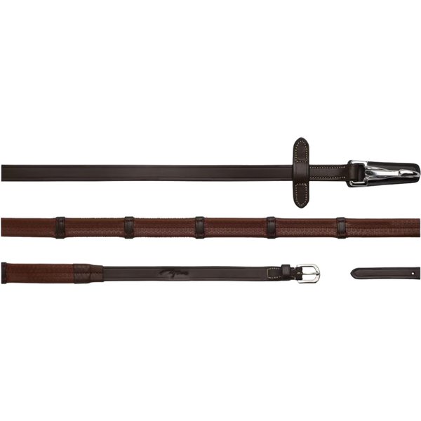 Dyon 5/8 Gummizügel mit Lederschlaufen und Karabiner Working Collection - brown, Größe Pony