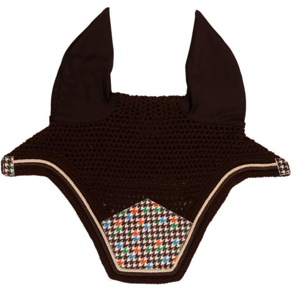 Kentucky Horsewear Fliegenmütze Wellington Velvet Pied-de-Poule - brown/white, Größe Pony