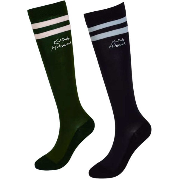 Kentucky Horsewear Socken Stripes 2er Set - navy/dark green, Größe 41/46
