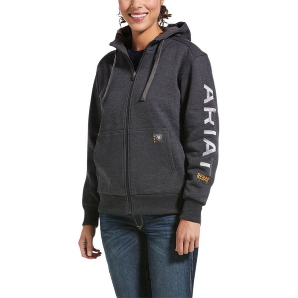 Ariat Rebar All-Weather Full Zip Hoodie Damen - charcoal heather, Größe XS