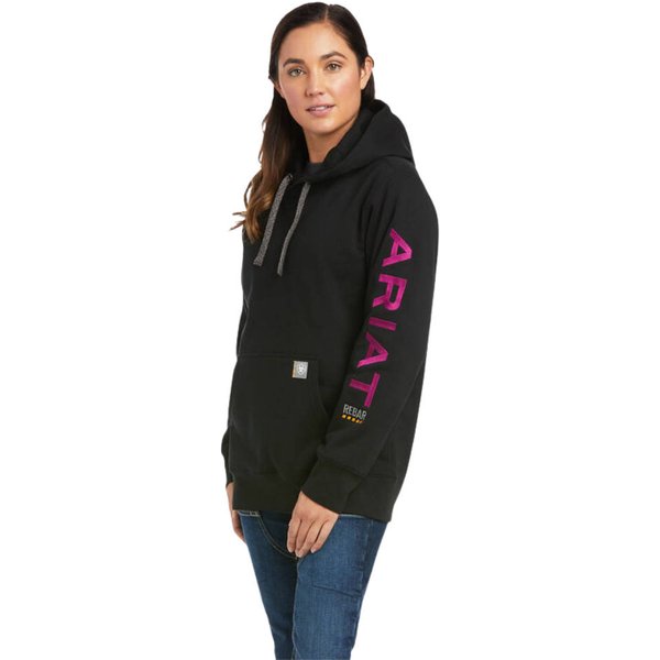 Ariat Rebar Graphic Hoodie Damen - black/purple, Größe XL