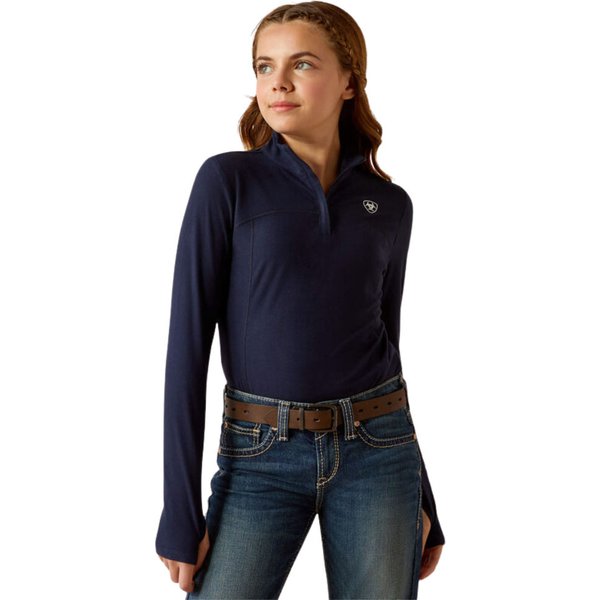 Ariat Lowell 3.0 1/4 Zip-Pullover Baselayer Kinder - navy, Größe L