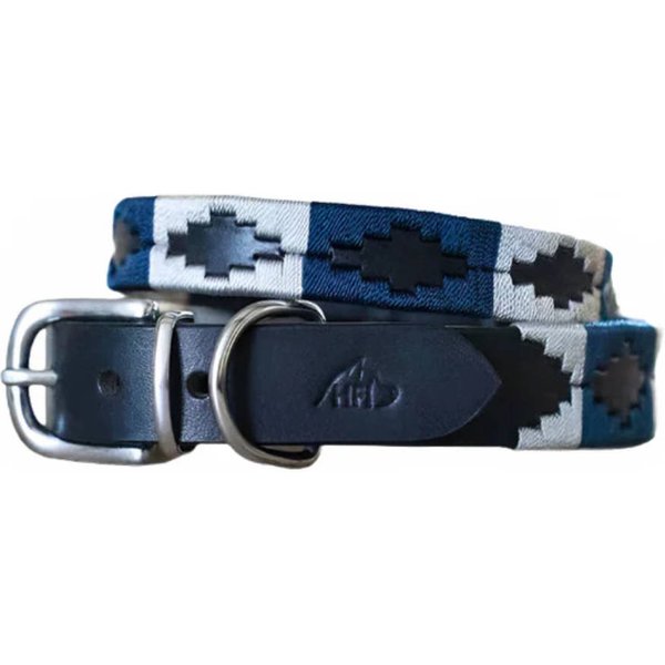 HFI Hundehalsband im Polo-Design - schwarz/marineblau/silber, Größe XS