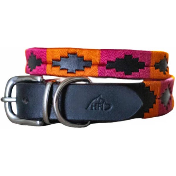 HFI Hundehalsband im Polo-Design - schwarz/orange/pink, Größe XXL