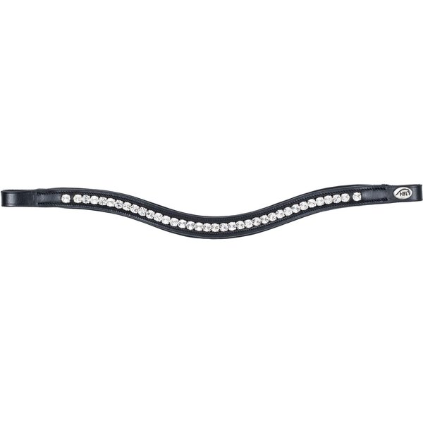 HFI Wellenförmiger Stirnriemen mit Strasssteinen - schwarz/silber, Größe Cob
