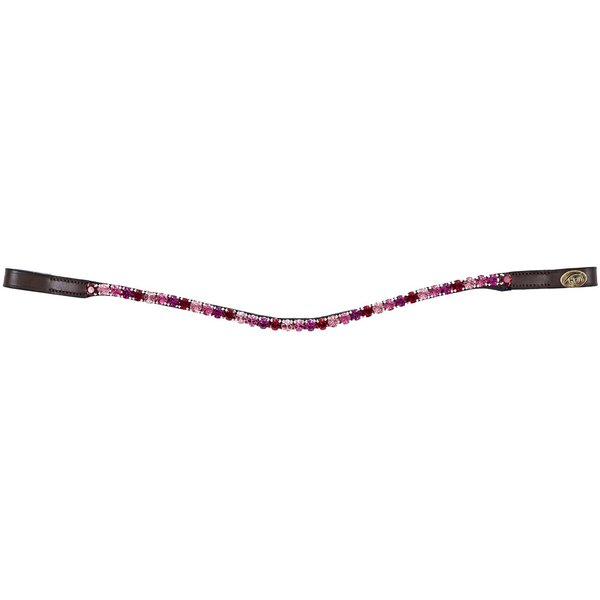 HFI Gerader Stirnriemen mit Strasssteinen - braun/bordeaux/magenta/pink/hellpink, Größe Full
