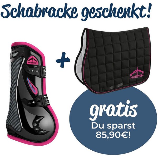 Veredus Carbon Gel Vento Color Gamaschen vorne + Gratis Veredus Schabracke Micro - pink, Größe L