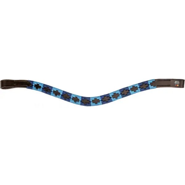 Waldhausen X-Line Stirnband Polo, braun - blau/hellblau, Größe Vollblut