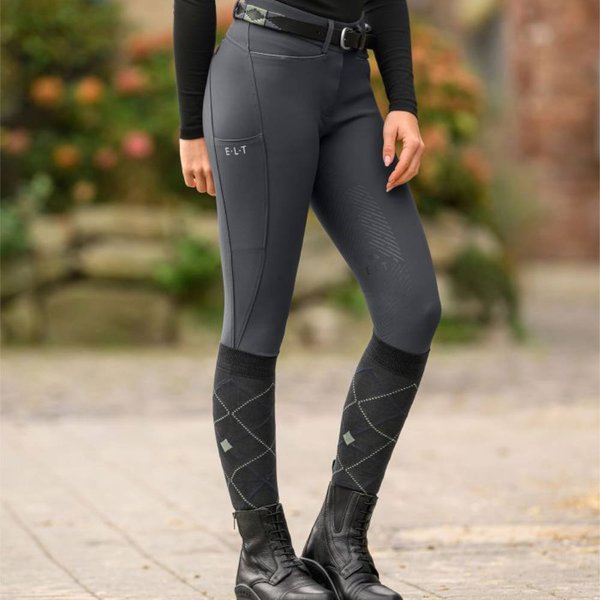 ELT Reithose Comfort Ride Silikon Vollgrip Damen und Kinder - asphalt, Größe 42
