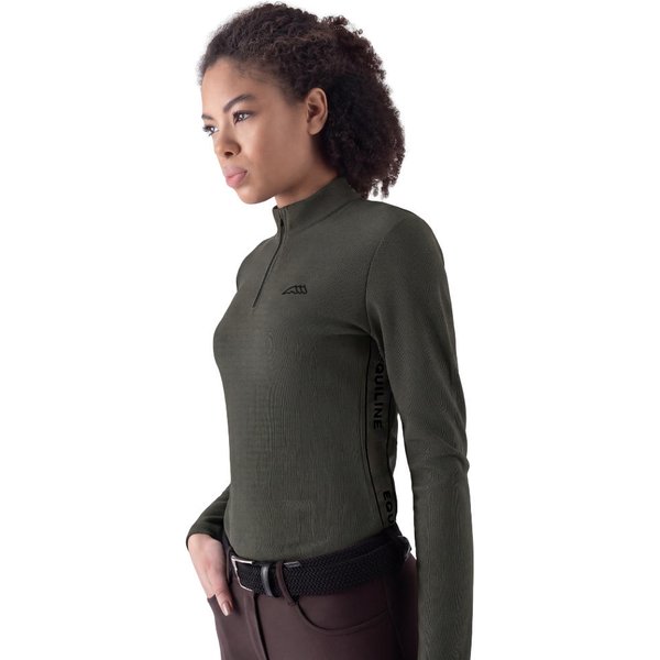 Equiline EQEBLE langarm Sportshirt aus Rippenstoff Damen - olive night, Größe XXL