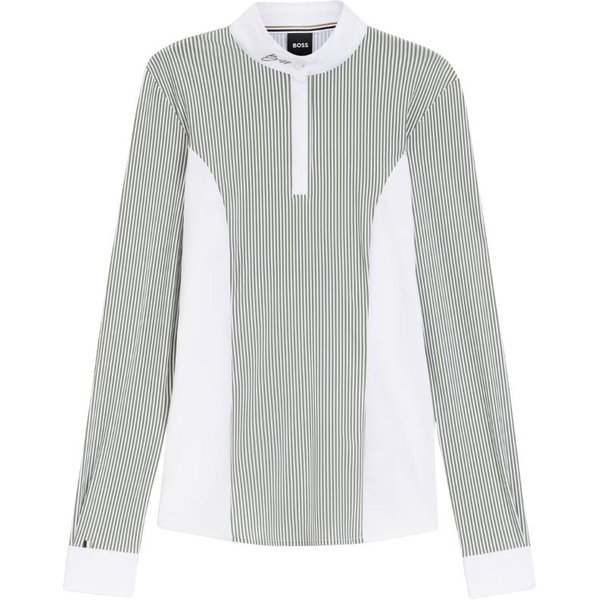 BOSS Equestrian HW 2026 Edora gestreifte Turnierbluse Damen - tealeaf, Größe M