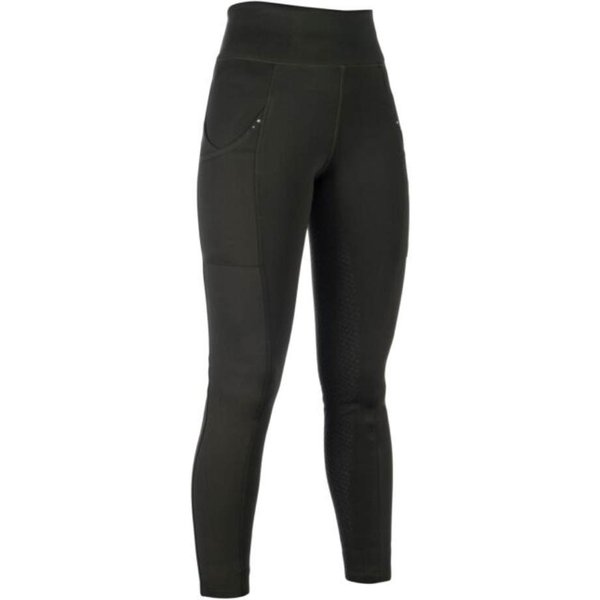 HKM Reitleggings Cosy II Style Silikon Vollgrip Winter Damen - khaki, Größe 32/34