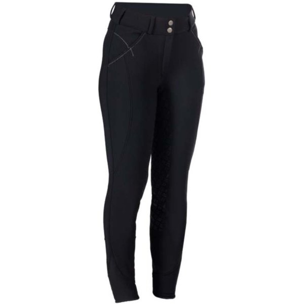 HKM Softshell Reithose Chrysti Silikon Vollgrip Winter Damen - schwarz, Größe 44