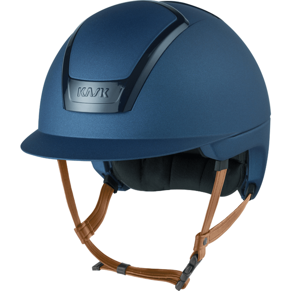 KASK NEMESI METAL Reithelm mit beigem Kinnriemen - cobalt blue, Größe 58