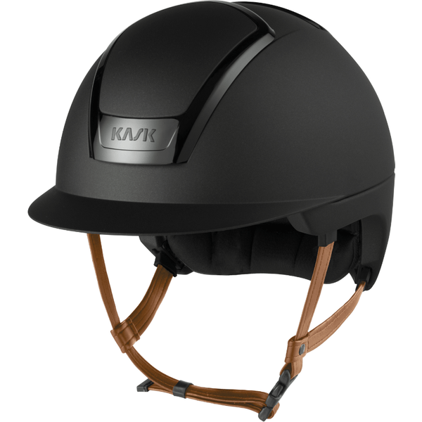 KASK NEMESI METAL Reithelm mit beigem Kinnriemen - smokey black, Größe 57