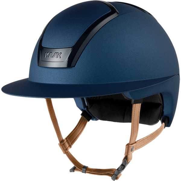 KASK NEMESI Wide Peak METAL Reithelm mit beigem Kinnriemen - cobalt blue, Größe 55