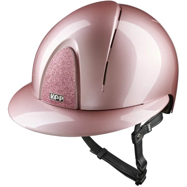 KEP SMART NOVA METAL POLISH Pink Glitzer – Reithelm mit Polo Visier und schwarzer Beriemung - pink, Größe L (59-62)